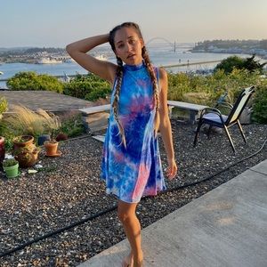 Tie Dye Shirt Dress - Size L / one size